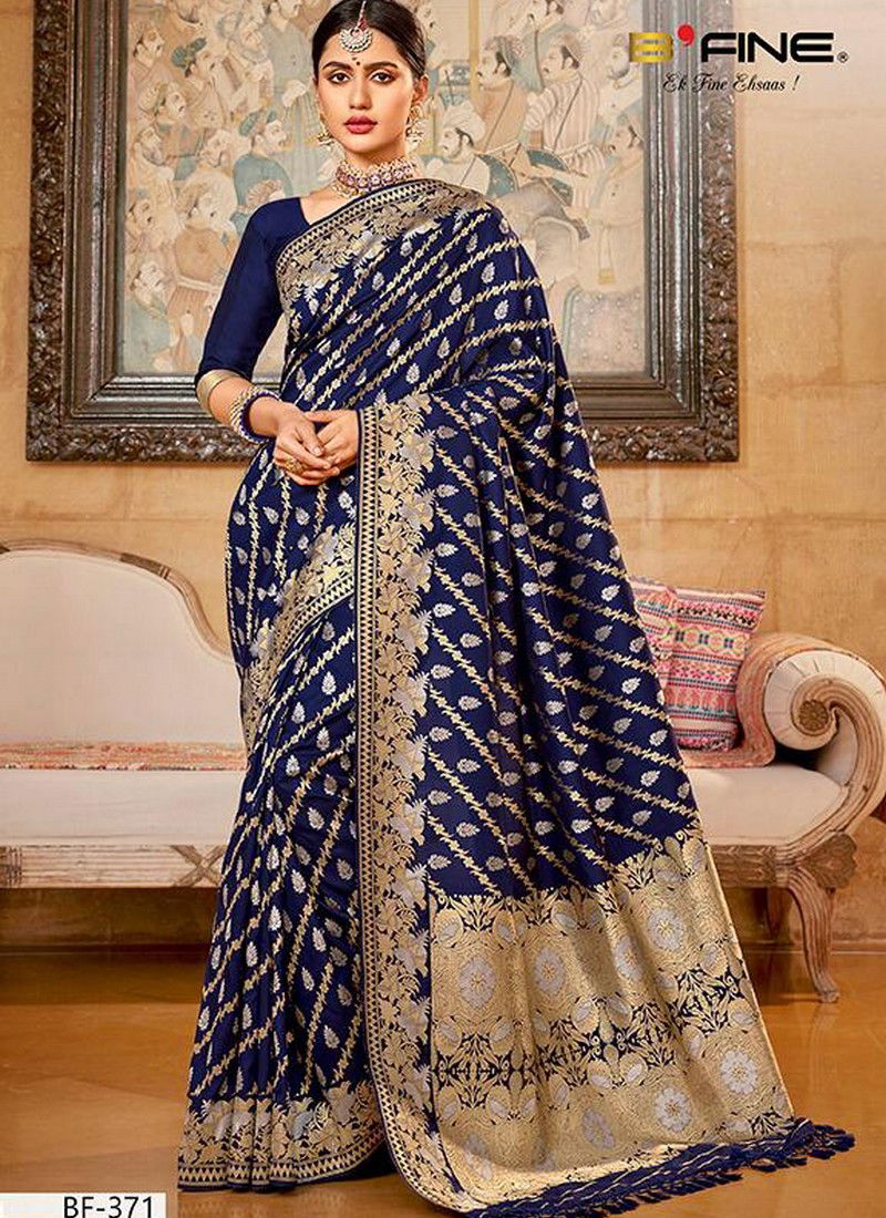 B FINE NAZAR Latest Fancy Designer Party And Wedding Wear Stylish Heavy Silk Saree Collection
